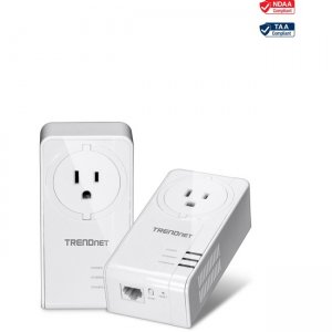 TRENDnet Powerline 1300 AV2 Adapter Kit with Built-in Outlet TPL-423E2K