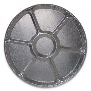 Durable Packaging Aluminum Cater Trays, 7 Compartment Lazy Susan, 18" Diameter x 0.94"h, Silver, 50/Carton DPK18LS 18LS