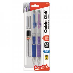 Pentel QUICK CLICK Mechanical Pencil, 0.5 mm, HB (#2.5), Black Lead, Assorted Barrel Colors, 2/Pack PENPD215LEBP2 PD215LEBP2