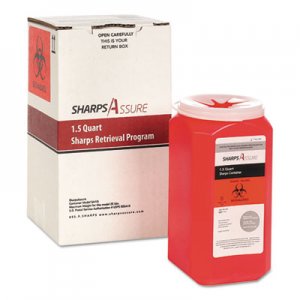 TrustMedical Sharps Retrieval Program Containers, 1.5 qt, Plastic, Red TMDSC1Q424A1Q SC1Q424A1Q