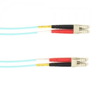 Black Box OM3 50-Micron Multimode Fiber Optic Patch Cable - OFNR PVC, LC-LC, Aqua, 5-m FOCMR10-005M-LCLC