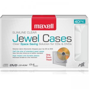 Maxell Jewel Cases Slim Line - Clear (40 Pack) 190074OD CD-365