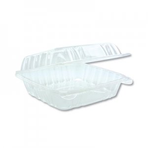 Pactiv Hinged Lid Container, 8.34 x 8.24 x 3.05, Clear, 200/Carton PCTYCI821200000 YCI821200000