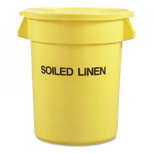 Rubbermaid Commercial Round Brute Container with "Trash Only" Imprint, Plastic, 33 gal, Yellow RCP263957YEL FG263957YEL