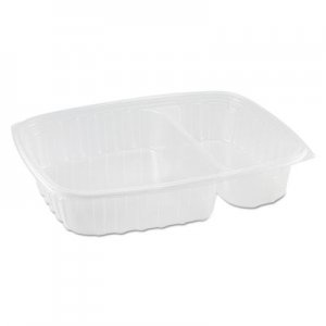 Dart StayLock Clear Hinged Lid Containers, 3-Compartment, 8.6 x 9 x 3, Clear, 100/Packs, 2 Packs/Carton