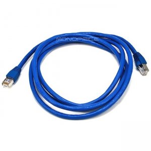 Monoprice 7FT 24AWG Cat6A 500MHz STP Ethernet Bare Copper Network Cable - Blue 5901