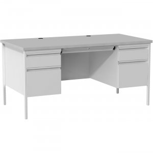 Lorell Grey Double Pedestal Steel/Laminate Desk 60935 LLR60935