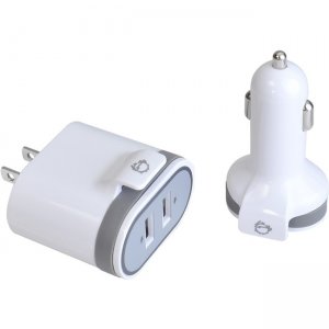 SIIG Fast Charging USB Wall Charger & Car Charger Bundle Pack - White AC-PW1A22-S1