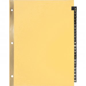 Business Source A-Z Black Leather Tab Index Dividers 01181 BSN01181