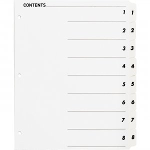 Business Source Table of Content Quick Index Dividers 05853 BSN05853