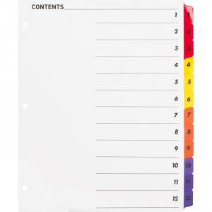 Business Source Table of Content Quick Index Dividers 21903 BSN21903