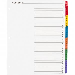 Business Source Table of Content Quick Index Dividers 21907 BSN21907