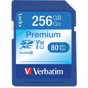 Verbatim 256GB Premium SDXC Memory Card, UHS-I V10 U1 Class 10 99828 VER99828