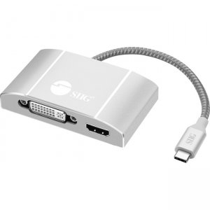 SIIG USB-C to 3-in-1 Multiport Video Adapter with PD Charging - DVI/HDMI/VGA CB-TC0911-S1