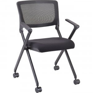 Lorell Plastic Arms Mesh Back Nesting Chair 41845 LLR41845