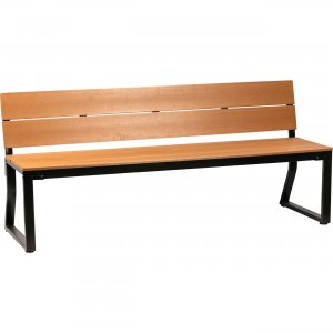 Lorell Teak Outdoor Bench With Backrest 42690 LLR42690