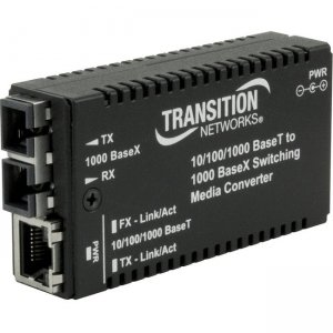 Transition Networks Mini Gigabit Ethernet Media Converter M/GE-PSW-SX-01(LC)NA M/GE-PSW-SX-01(LC