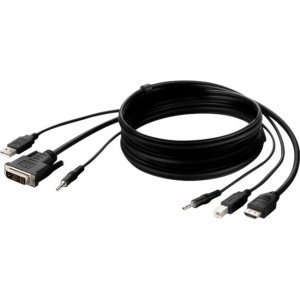 Belkin DVI to HDMI High Retention + USB A/B + Audio Passive Combo KVM Cable F1DN1CCBL-DH-6