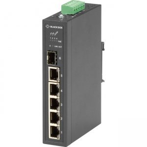Black Box Industrial Ethernet PoE+ Switch - Unmanaged, Extreme Temperature, 6-Port LPH3061A
