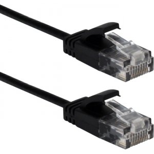 QVS 10ft Slim CAT6 Gigabit Ethernet Space Saver Black Patch Cord CC715S-10BK