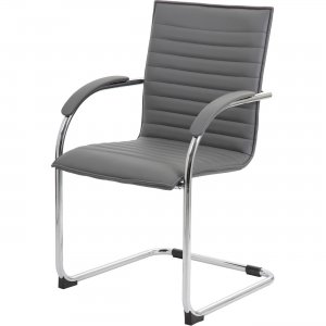 Boss Chrome Frame, Grey Vinyl Side Chair, 2 pack B9536-GY-2