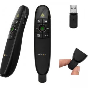 StarTech.com Wireless Presentation Remote with Green Laser Pointer - 90 ft. (27 m) PRESREMOTEG