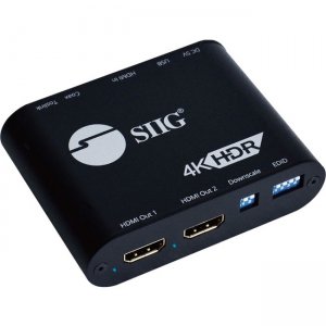 SIIG 1x2 HDMI 2.0 Splitter with Audio Extractor / Auto Scaling & EDID Management CE-H24X11-S1