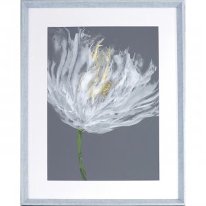 Lorell White Flower Design Framed Abstract Art 04478 LLR04478