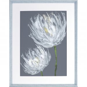 Lorell White Flower Design Framed Abstract Art 04479 LLR04479