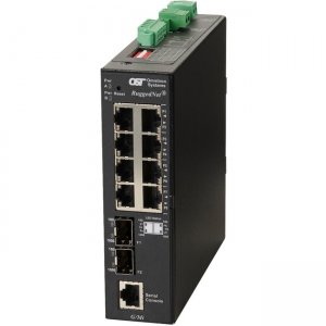 Omnitron Systems RuggedNet G/Mi, 2xSFP + 8xRJ-45, 2xDC Powered Extended Temp 2859-0-28-2Z