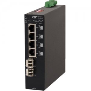 Omnitron Systems RuggedNet G/Si, 1xSM ST + 4xRJ-45, 2xDC Powered Extended Temp 2881-1-14-2Z