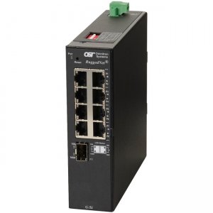 Omnitron Systems RuggedNet G/Si, 1xSFP + 8xRJ-45, 1xDC Powered Extended Temp 2899-0-18-1Z