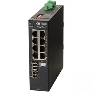 Omnitron Systems RuggedNet G/Si, 2xSM LC + 8xRJ-45, 2xDC Powered Extended Temp 2887-1-28-2Z