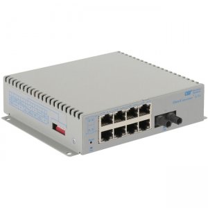 Omnitron Systems OmniConverter G/Sx, 1xSM ST + 8xRJ-45, AC Powered Commercial Temp 2861-1-18-1