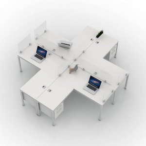 Boss Simple System 4-unit Desk SGSD019101WT BOPSGSD019101WT