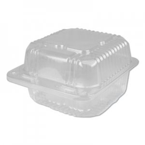 Durable Packaging Plastic Clear Hinged Containers, 12 oz, 5.25 x 5.13 x 2.75, Clear, 500/Carton DPKPXT505