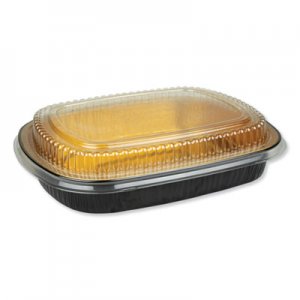 Durable Packaging Aluminum Closeable Containers, 63 oz, 11.25 x 1.75 x 8.88, Black/Gold, 50/Carton DPK9553PT50