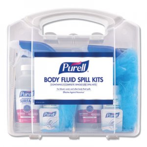 PURELL Body Fluid Spill Kit, 4.5" x 11.88" x 11.5", One Clamshell Case with 2 Single Use