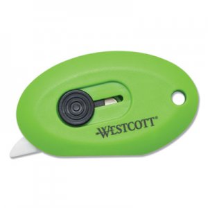 Westcott Compact Safety Ceramic Blade Box Cutter, 2.5", Retractable Blade, Green ACM16474 16474