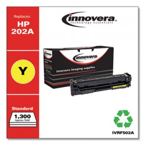 Innovera Remanufactured Yellow Toner, Replacement for HP 202A (CF502A), 1,300 Page-Yield IVRF502A
