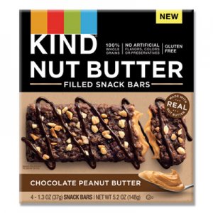 KIND Nut Butter Filled Snack Bars, Chocolate Peanut Butter, 1.3 oz, 4/Pack KND26286 26286
