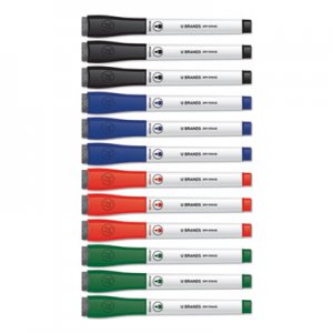 U Brands Medium Point Low-Odor Dry-Erase Markers with Erasers, Assorted Colors, 12/Pack UBR3980U0012 3980U00-12