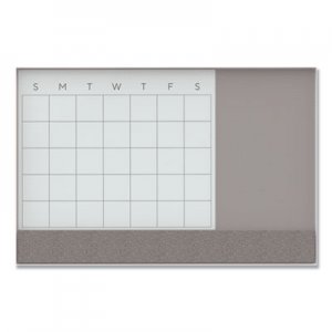 U Brands 3N1 Magnetic Glass Dry Erase Combo Board, 48 x 36, Month View, White Surface and Frame UBR3198U0001 3198U00