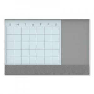 U Brands 3N1 Magnetic Glass Dry Erase Combo Board, 24 x 18, Month View, White Surface and Frame UBR3196U0001 3196U00