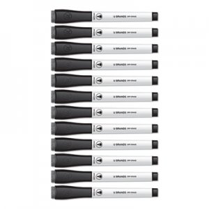 U Brands Medium Point Low-Odor Dry-Erase Markers with Erasers, Black, Dozen UBR2922U0012 2922U00-12