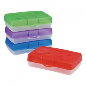 Storex Pencil Box, 8.38" x 5.63" x 2.5", Randomly Assorted Colors STX61605U12C 61605U12C