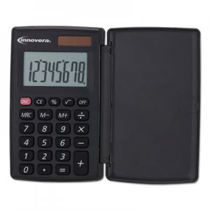 Innovera 15921 Pocket Calculator with Hard Shell Flip Cover, 8-Digit, LCD IVR15921