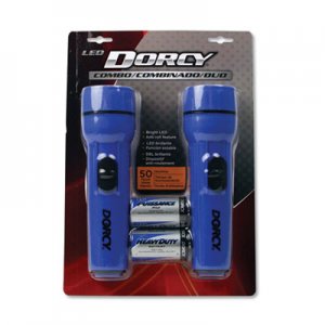 Dorcy LED Flashlight Pack, 1 D Battery (Included), Blue, 2/Pack DCY412594 412594