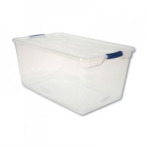 Rubbermaid Clever Store Basic Latch-Lid Container, 95 qt, 17.75" x 29" x 13.25", Clear UNXRMCC950001 RMCC950001