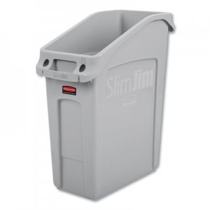 Rubbermaid Commercial Slim Jim Under-Counter Container, 13 gal, Polyethylene, Gray RCP2026695 2026695